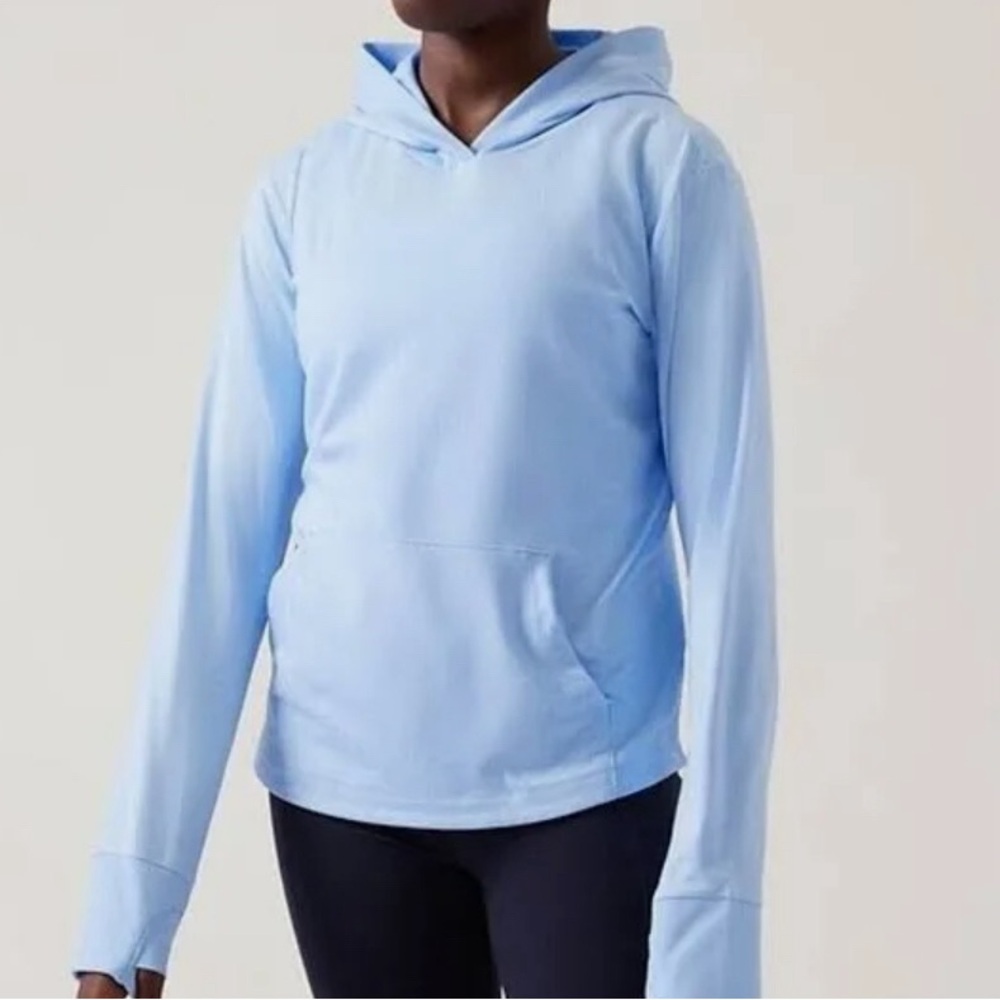 Athleta Light Blue Uptempo Hooded Top